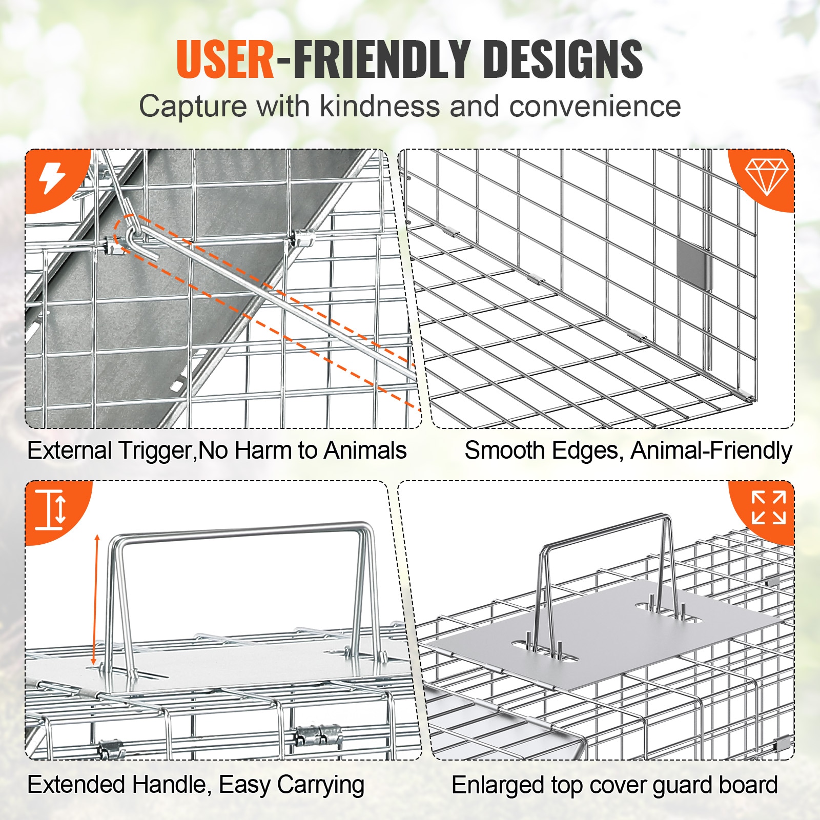 Humane Cat Trap Galvanized Iron Folding Cage For Stray Animals_voghion.com